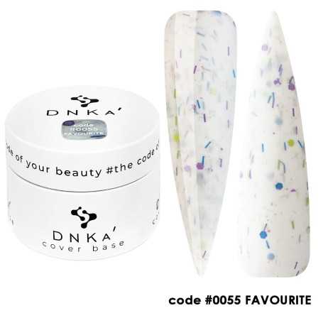0055 DNKa Cover Base 30 ml (белый с разноцветной поталью)