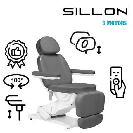 Electric cosmetic chair SILLON CLASSIC, 3 motors, gray